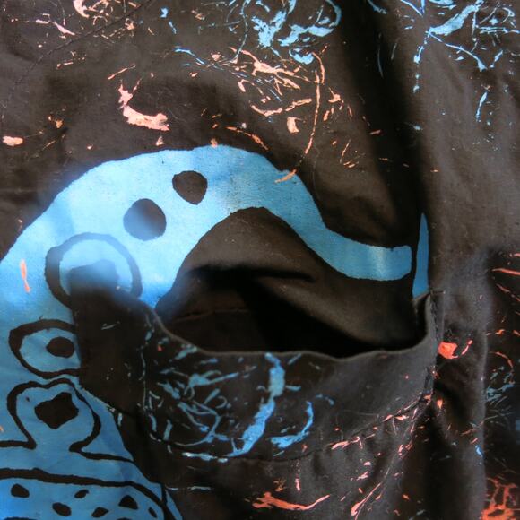 AFRICAN Handmade Dashiki Mens Shirt Saxophone Short Sleeve Black Blue One Size - Picture 7 of 13